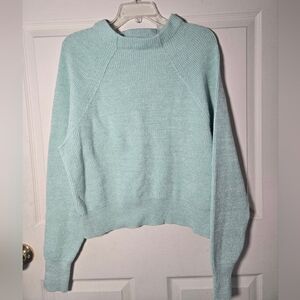 Free People Large Womens PulloverToo Good Heathered Mint Sweater Mock Neck Sz L